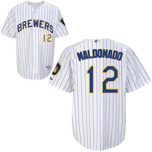 Martin Maldonado #12 Youth Baseball Jersey-Milwaukee Brewers Authentic Alternate Home White MLB Jersey
